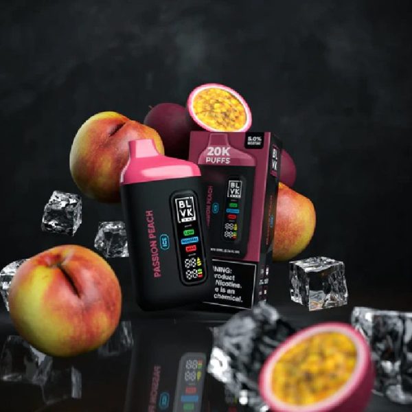 pod descartável blvk bar - Pod Descartável BLVK Bar - 20.000 puffs - Passion Peach Ice