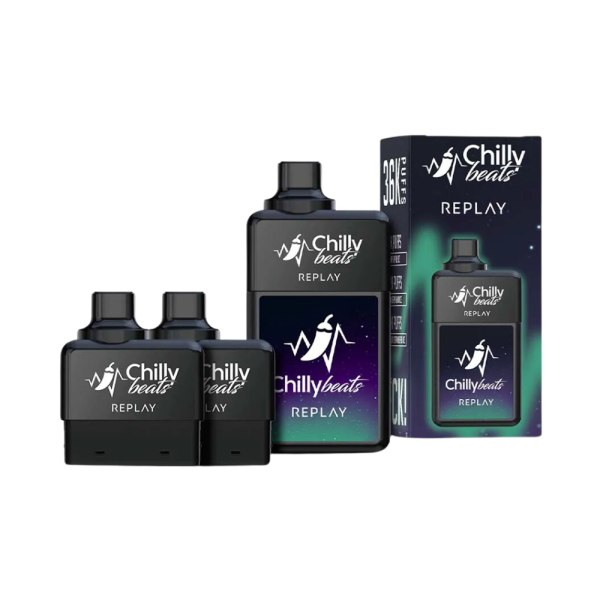 pod descartável 36000 puffs - Pod Descartável Chilly Beats Replay - 36.000 Puffs - Grape Apple Ice + Strawberry Kiwi Ice + Passion Fruit Strawberry Ic