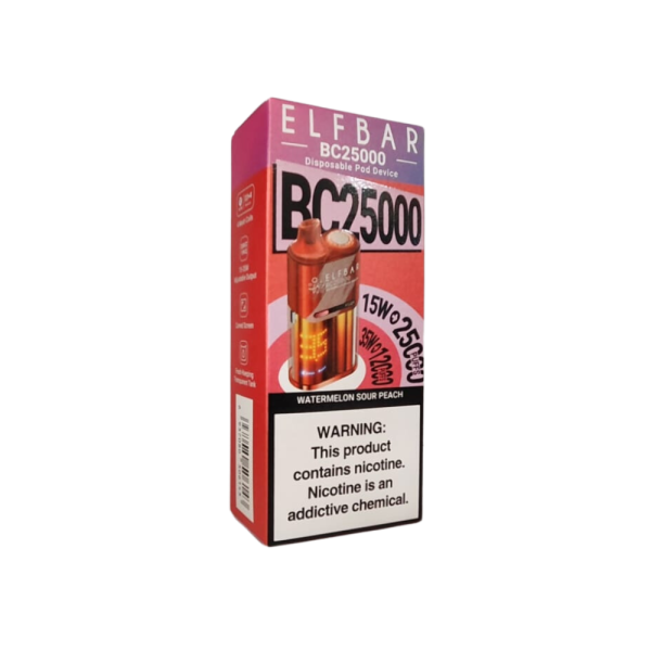 pod descartável 25000 puffs - Pod Descartável Elf Bar BC25000 - 25.000 puffs - Watermelon Sour Peach